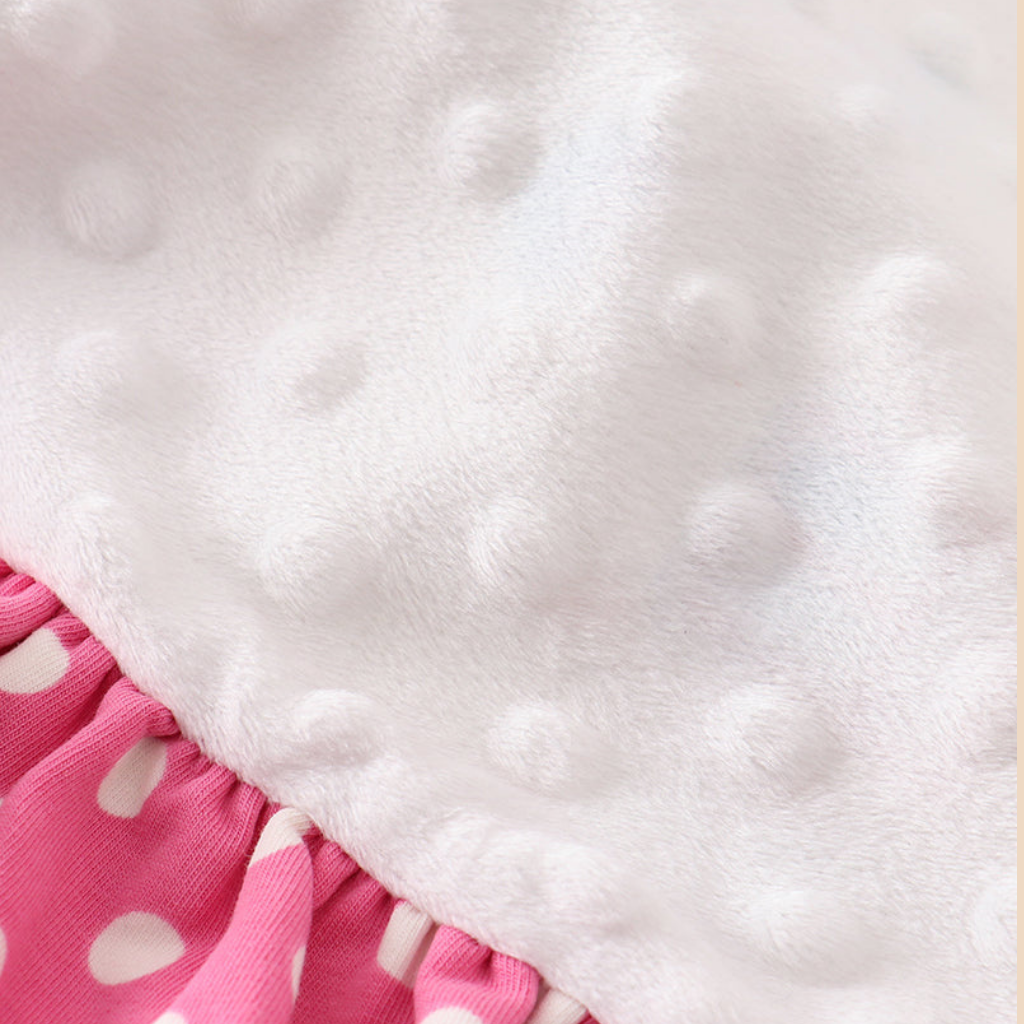 Pink Plaid Ruffle Knitted Blanket