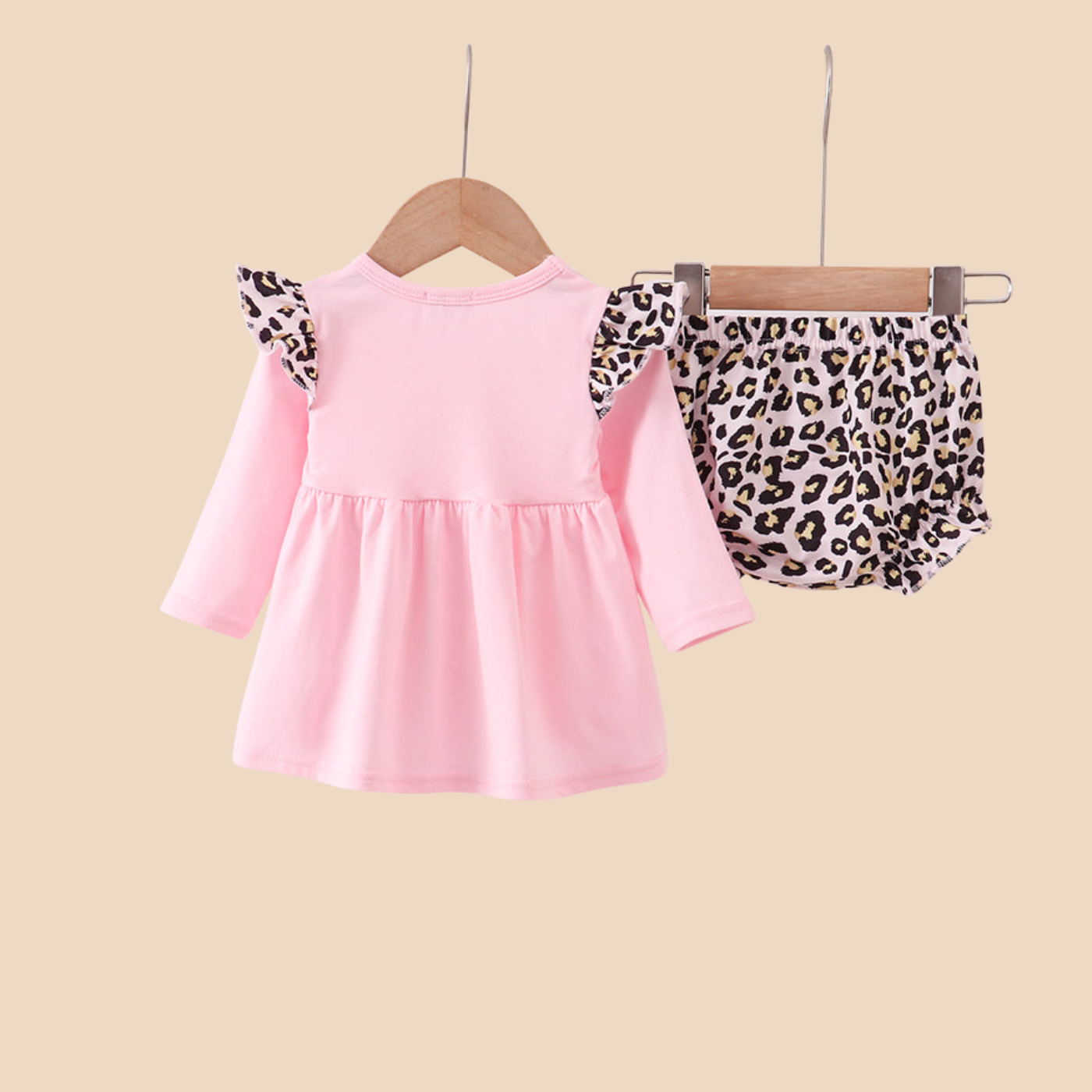 Pink Santa Leopard Ruffle Set