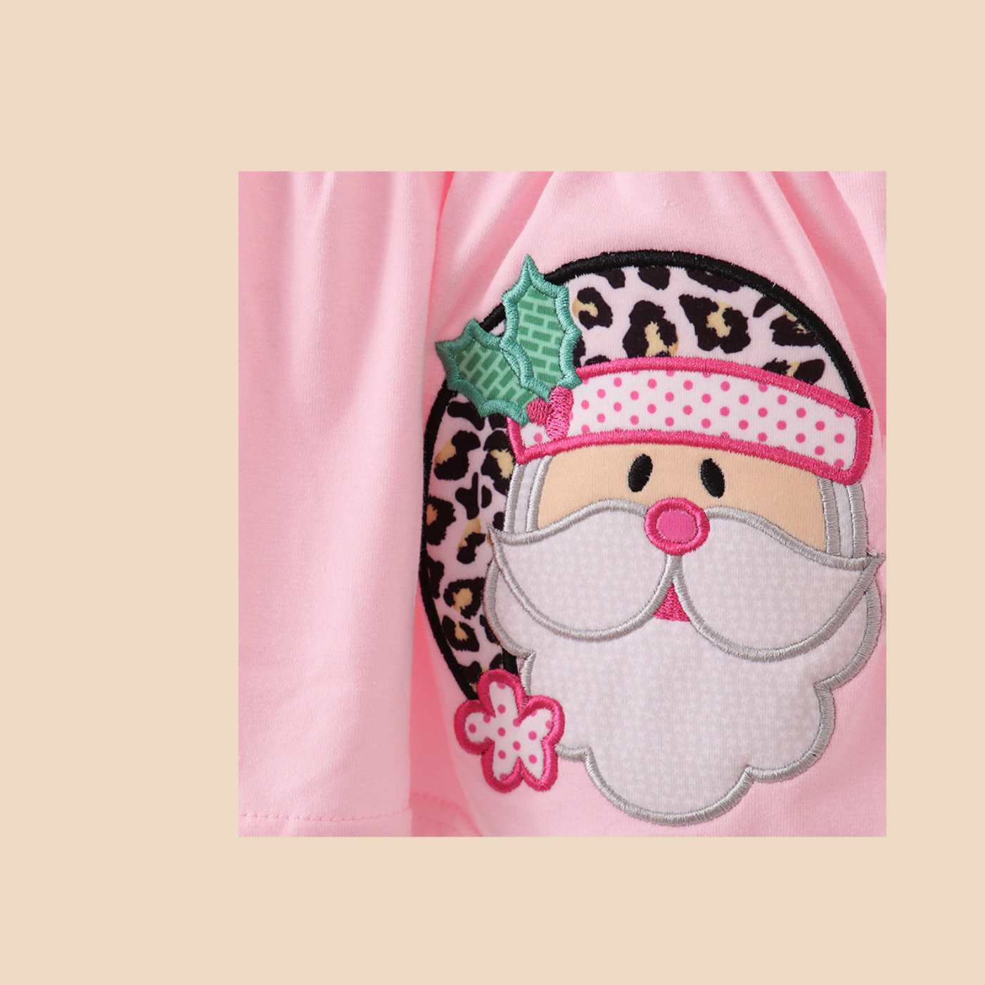Pink Santa Leopard Ruffle Set