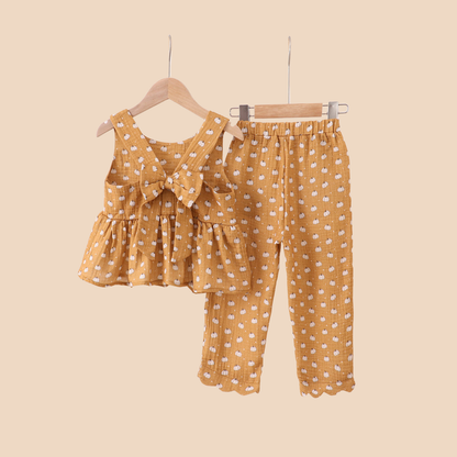 Premium Pumpkin Print Muslin Pants Set