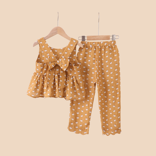 Premium Pumpkin Print Muslin Pants Set