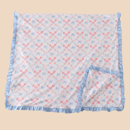 Blue Bow Lattice Print Blanket